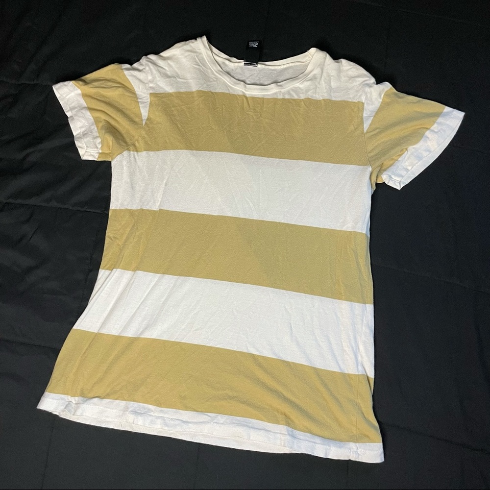 Yellow and white striped shirt